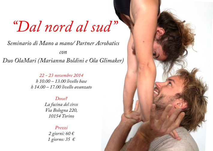 workshop di mano a mano , acroporteur, acrobatica in duo, duo OLAMARI