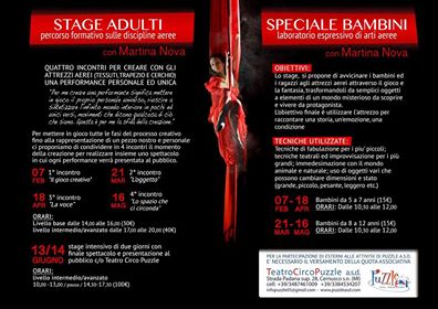stage di tessuto e trapezio Milano - Martina Nova - La Fucina del Circo - Teatro Circo Puzzle