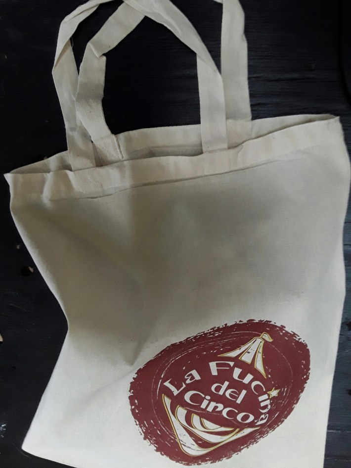 la fucina del circo, logo, borsa, gadget, torino, corsi, spettacoli, circo contemporaneo, scuola, discipline aeree, tessuto, trapezio